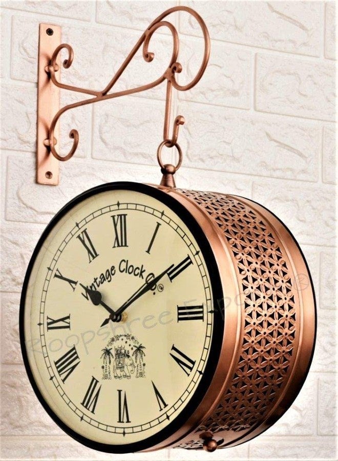 Vintage Clock Handcrafted Double Side Wall Clock 1 Year Warranty / 6557-10-RR - Image 1